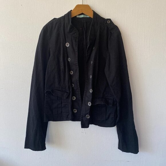 Maurices Jacket Womens Medium Black Open Front Lightweight Buttons - Picture 1 of 7